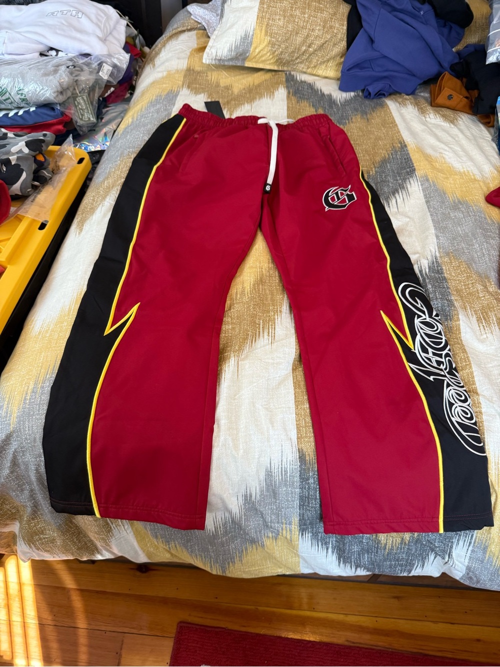 Godspeed Men’s Track Pants with Black & Yellow Trim Size 2X